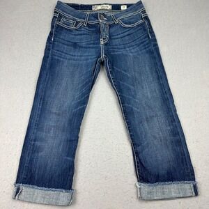 BKE Jeans Womens 27 Addison Cropped Cuffed Sparkle Pockets Stretch Whiskered 21"